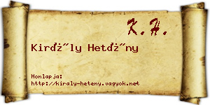Király Hetény névjegykártya